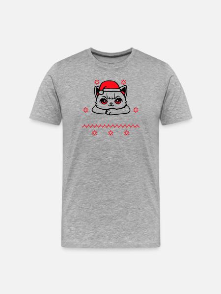 Cat Confident Santa's Favorite Christmas - Men's Premium Organic T-Shirt - heather grey