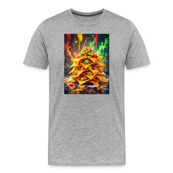 Geladene Nachos mit würzigem Geschmack und Neon - Männer Premium Bio T-Shirt - Grau meliert - Vorne - Damien (186cm)