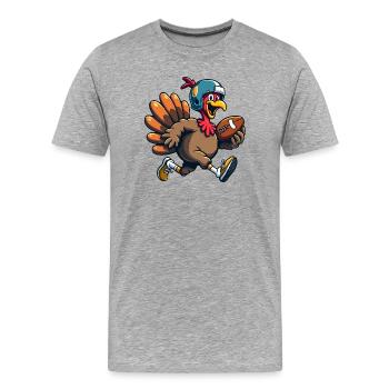 Thanksgiving Football Truthahn - Männer Premium Bio T-Shirt - Grau meliert - Vorne - Damien (186cm)