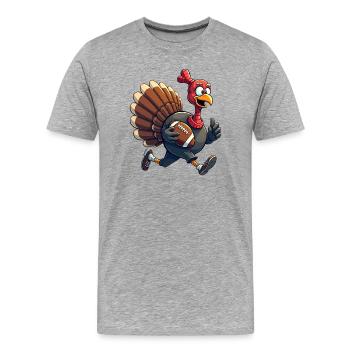 Thanksgiving Football Truthahn - Männer Premium Bio T-Shirt - Grau meliert - Vorne - Damien (186cm)