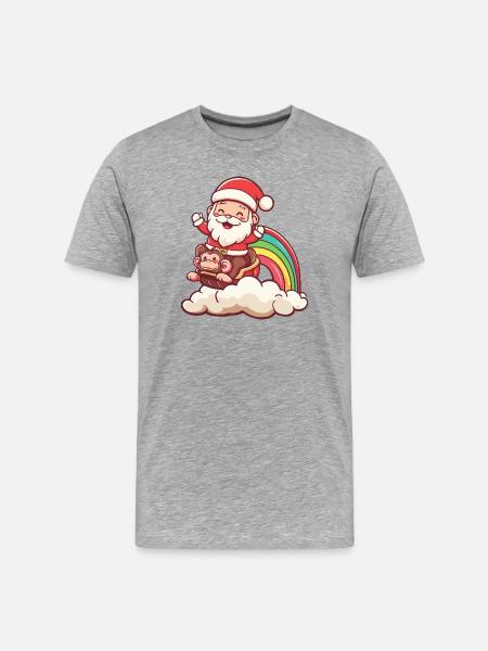 Monkey Santa Claus Christmas - Men's Premium Organic T-Shirt - heather grey