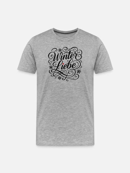 Winter Liebe Herz - Männer Premium Bio T-Shirt - Grau meliert