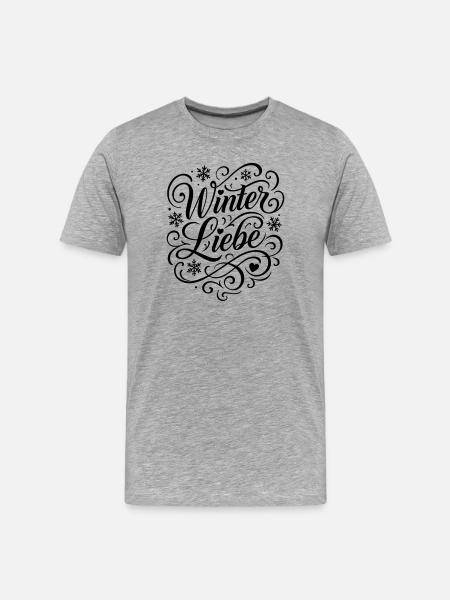 Winter Liebe Spruch - Männer Premium Bio T-Shirt - Grau meliert