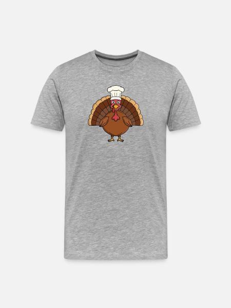 Chef Turkey Cartoon Thanksgiving - Men's Premium Organic T-Shirt - heather grey