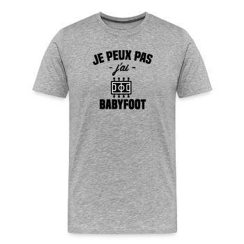 Ich kann nicht, ich habe Tischfußball - Männer Premium Bio T-Shirt - Grau meliert - Vorne - Damien (186cm)