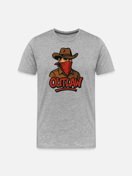 Wilder Outlaw Cowboy Bandana - Männer Premium Bio T-Shirt - Grau meliert