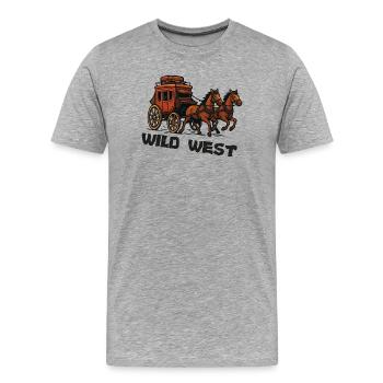 Wilde Western Kutsche - Männer Premium Bio T-Shirt - Grau meliert - Vorne - Damien (186cm)