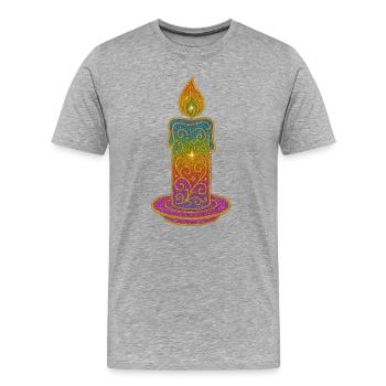 Glitzerkerze Farbverlauf Ornament - Männer Premium Bio T-Shirt - Grau meliert - Vorne - Damien (186cm)
