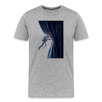 Behind the Universe – The Cosmic Curtain - Men's Premium Organic T-Shirt - heather grey - Front - Damien (186cm)