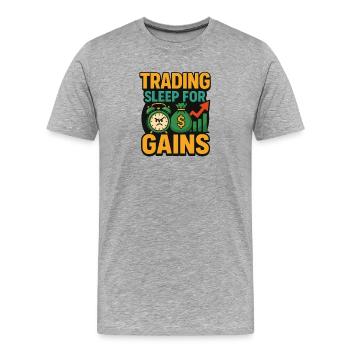Échanger le sommeil contre des gains, investir - T-shirt bio Premium Homme - gris chiné - Devant - Damien (186cm)