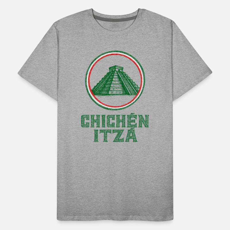 Drapeau du temple de Chichen Itza Mexique T-shirt bio Premium Homme