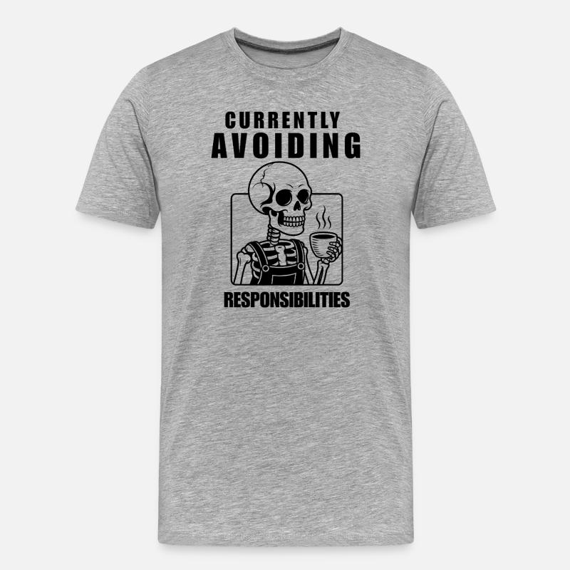 Currently Avoiding Responsibilities Skeleton - Männer Premium Bio T-Shirt - Grau meliert