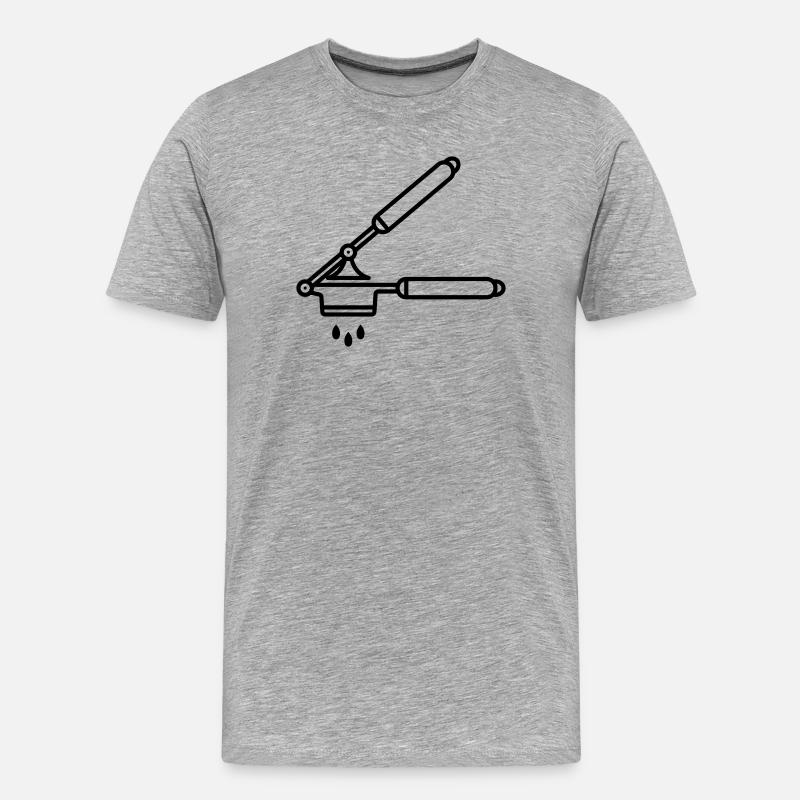 Knoblauch Presse oder Spätzle Presse - Männer Premium Bio T-Shirt - Grau meliert