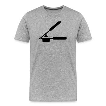 Knoblauch Presse oder Spätzle Presse - Männer Premium Bio T-Shirt - Grau meliert - Vorne - Damien (186cm)