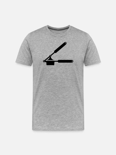 Knoblauch Presse oder Spätzle Presse - Männer Premium Bio T-Shirt - Grau meliert