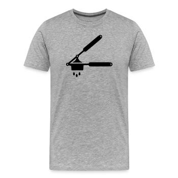 Presse-ail ou presse à spaetzle - T-shirt bio Premium Homme - gris chiné - Devant - Damien (186cm)