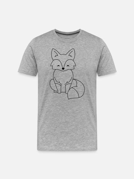 Comic Fox in Black - Men's Premium Organic T-Shirt - heather grey