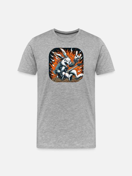 Rockerhaas: flames and guitar punk - Men's Premium Organic T-Shirt - heather grey