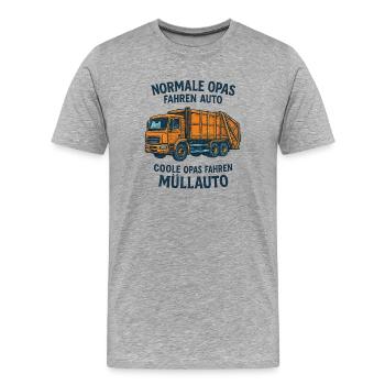 Coole Opas fahren Müllauto – Lustiges Opa Design - Männer Premium Bio T-Shirt - Grau meliert - Vorne - Damien (186cm)