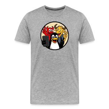 Tux, Beastie & GNU Selfie - T-shirt bio Premium Homme - gris chiné - Devant - Damien (186cm)
