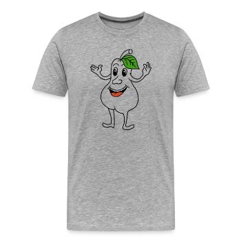 Birne mit lachendem Gesicht - Männer Premium Bio T-Shirt - Grau meliert - Vorne - Damien (186cm)