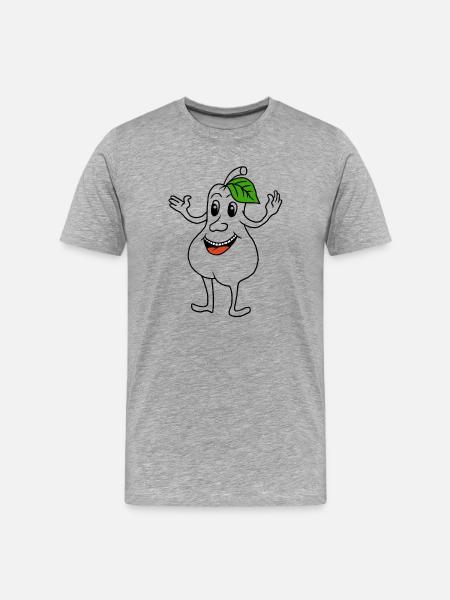 Birne mit lachendem Gesicht - Männer Premium Bio T-Shirt - Grau meliert