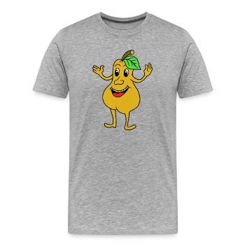 Lustige Birne - Männer Premium Bio T-Shirt - Grau meliert - Vorne - Damien (186cm)