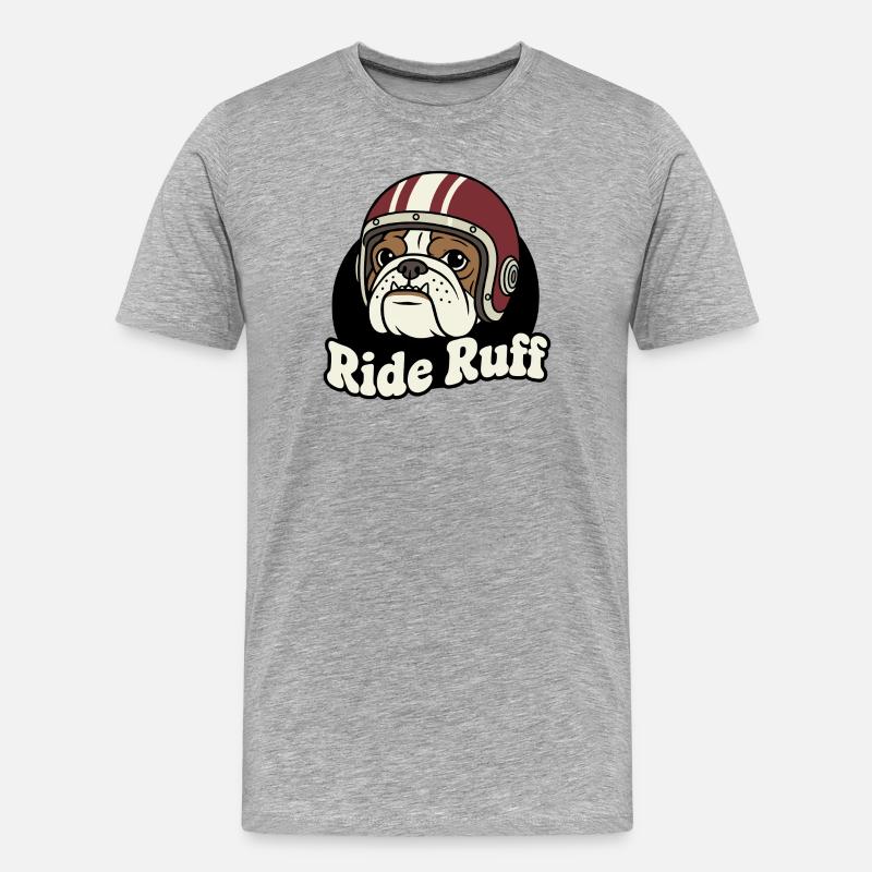 Conception du casque Ride Ruff Bulldog - T-shirt bio Premium Homme - gris chiné