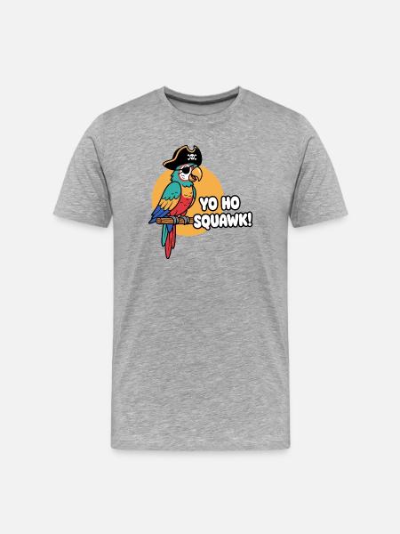Bunter Papageienpirat Squawk - Männer Premium Bio T-Shirt - Grau meliert