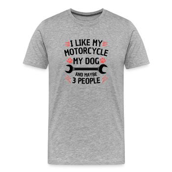 Motorrad Hund Lustiges Zitat - Männer Premium Bio T-Shirt - Grau meliert - Vorne - Damien (186cm)