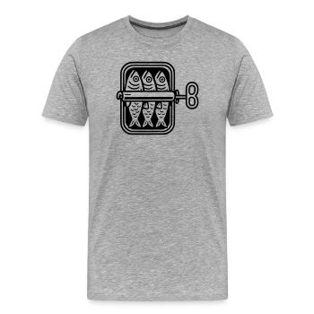 sardinen dose - Männer Premium Bio T-Shirt - Grau meliert - Vorne - Damien (186cm)