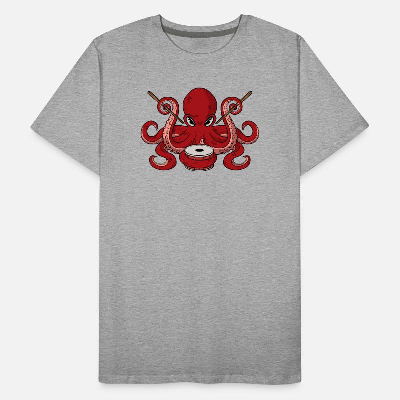 Funny Octopus Drummer Cool Percussion Musician Dad Men's Premium Organic T-Shirt