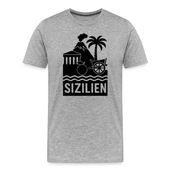 Sicily Silhouette - Men's Premium Organic T-Shirt - heather grey - Front - Damien (186cm)