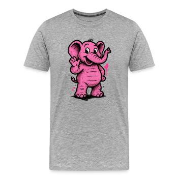 Pink Elephant Cartoon Character Joy - Men's Premium Organic T-Shirt - heather grey - Front - Damien (186cm)