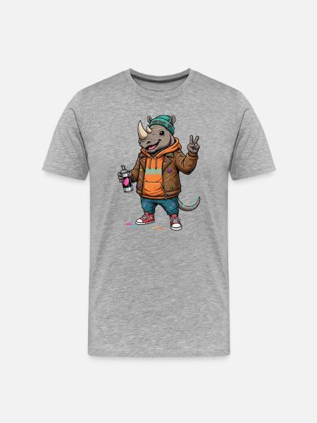 Rhino Streetwear Kunstspray - Männer Premium Bio T-Shirt - Grau meliert