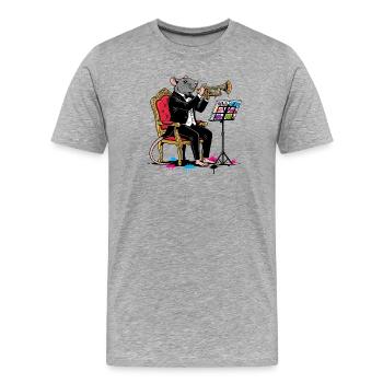 Jazzrat en trompette smoking - T-shirt bio Premium Homme - gris chiné - Devant - Damien (186cm)