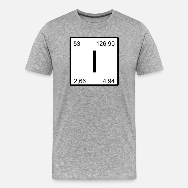 Iod Jod Element Periodensystem Elementsymbol - Männer Premium Bio T-Shirt - Grau meliert