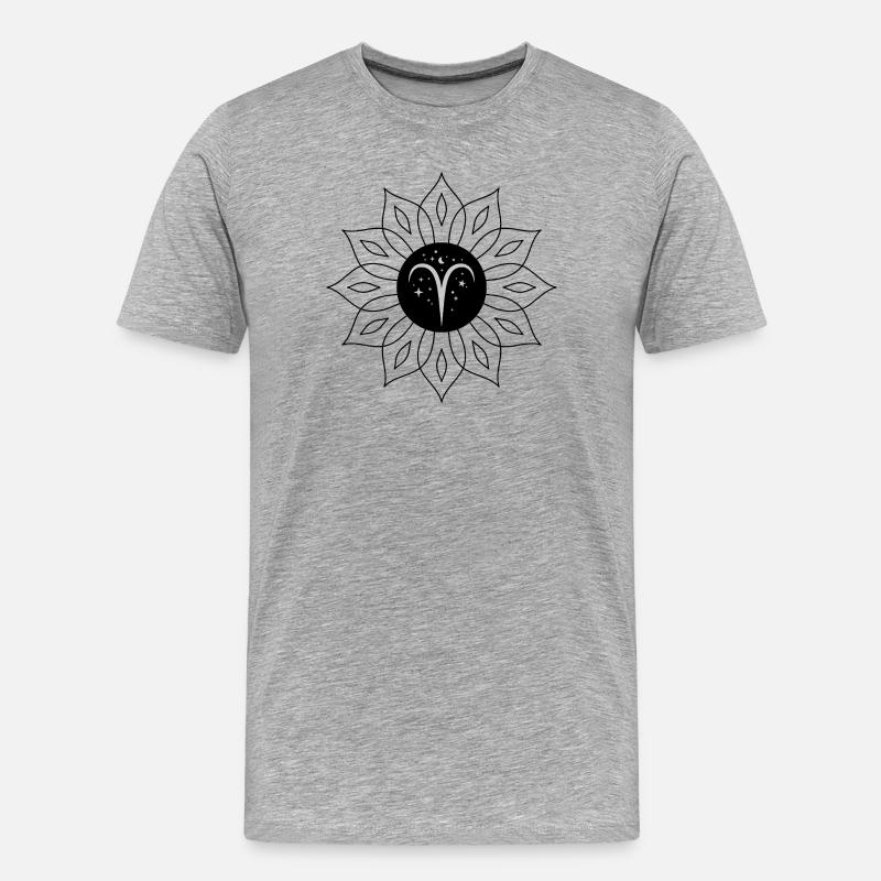 Widder Sternennacht - Männer Premium Bio T-Shirt - Grau meliert