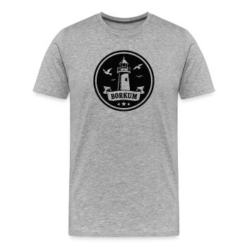 Leuchtturm Borkum Maritimes Emblem - Männer Premium Bio T-Shirt - Grau meliert - Vorne - Damien (186cm)