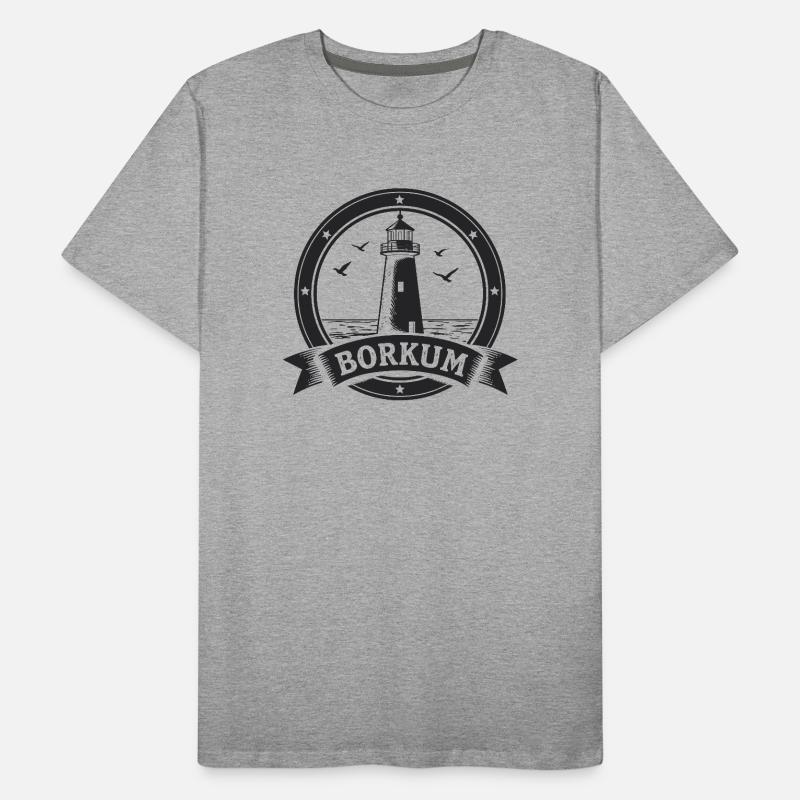 Leuchtturm Borkum Maritimes Emblem Männer Premium Bio T-Shirt