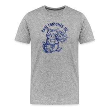 Rage Cat: Furious Feline - Men's Premium Organic T-Shirt - heather grey - Front - Damien (186cm)