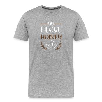 J’aime le style Hockey Hearts - T-shirt bio Premium Homme - gris chiné - Devant - Damien (186cm)