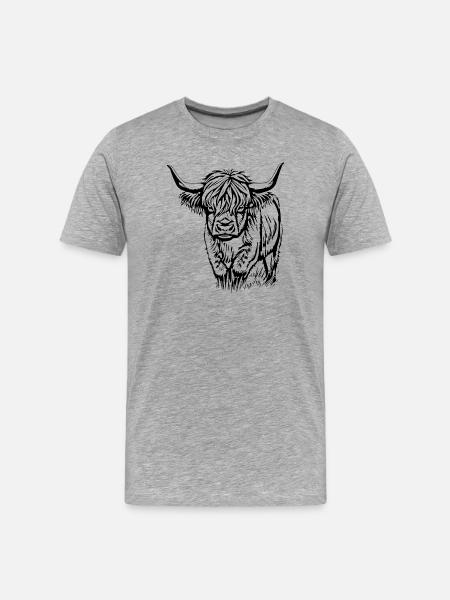 Scottish Highland Cattle T-shirt Gift - Men's Premium Organic T-Shirt - heather grey