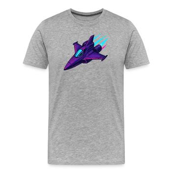 Neon-Kampfjet im Cyberstil - Männer Premium Bio T-Shirt - Grau meliert - Vorne - Damien (186cm)