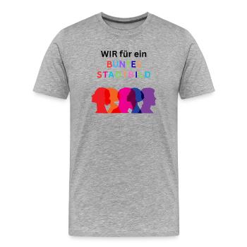 WIR FÜR EIN BUNTES STADTBILD - Männer Premium Bio T-Shirt - Grau meliert - Vorne - Damien (186cm)