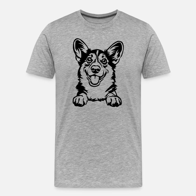 Welsh Corgi - Männer Premium Bio T-Shirt - Grau meliert