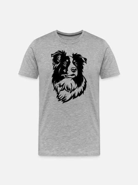Border Collie Head - Men's Premium Organic T-Shirt - heather grey