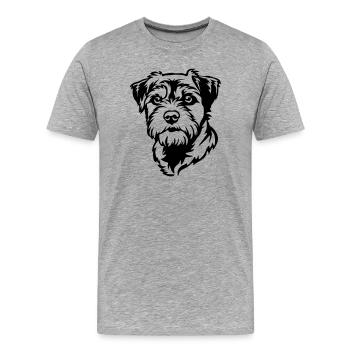 Tête de terrier de la frontière - T-shirt bio Premium Homme - gris chiné - Devant - Damien (186cm)