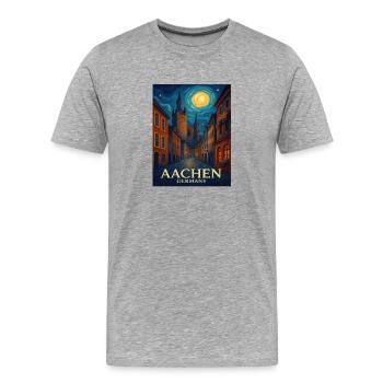 Aachen Nachtstadt Malerei - Männer Premium Bio T-Shirt - Grau meliert - Vorne - Damien (186cm)