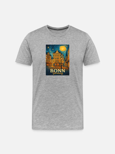 Bonn Night City Poster - Men's Premium Organic T-Shirt - heather grey